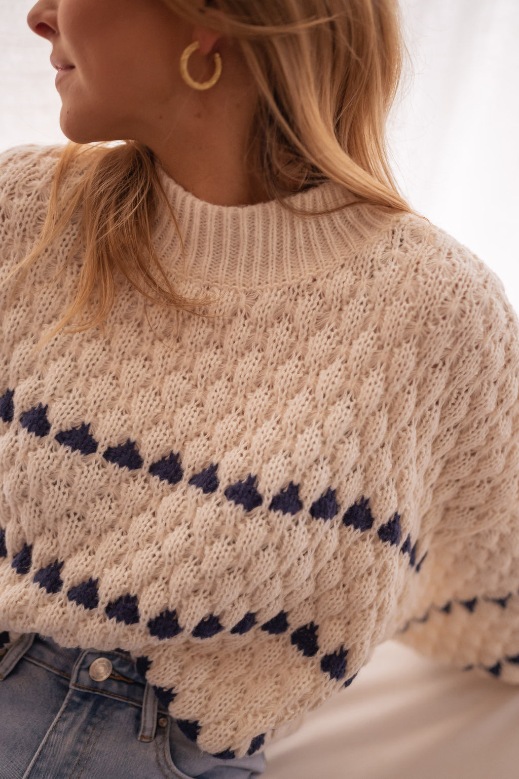 Fanchon sweater - Ecru and blue