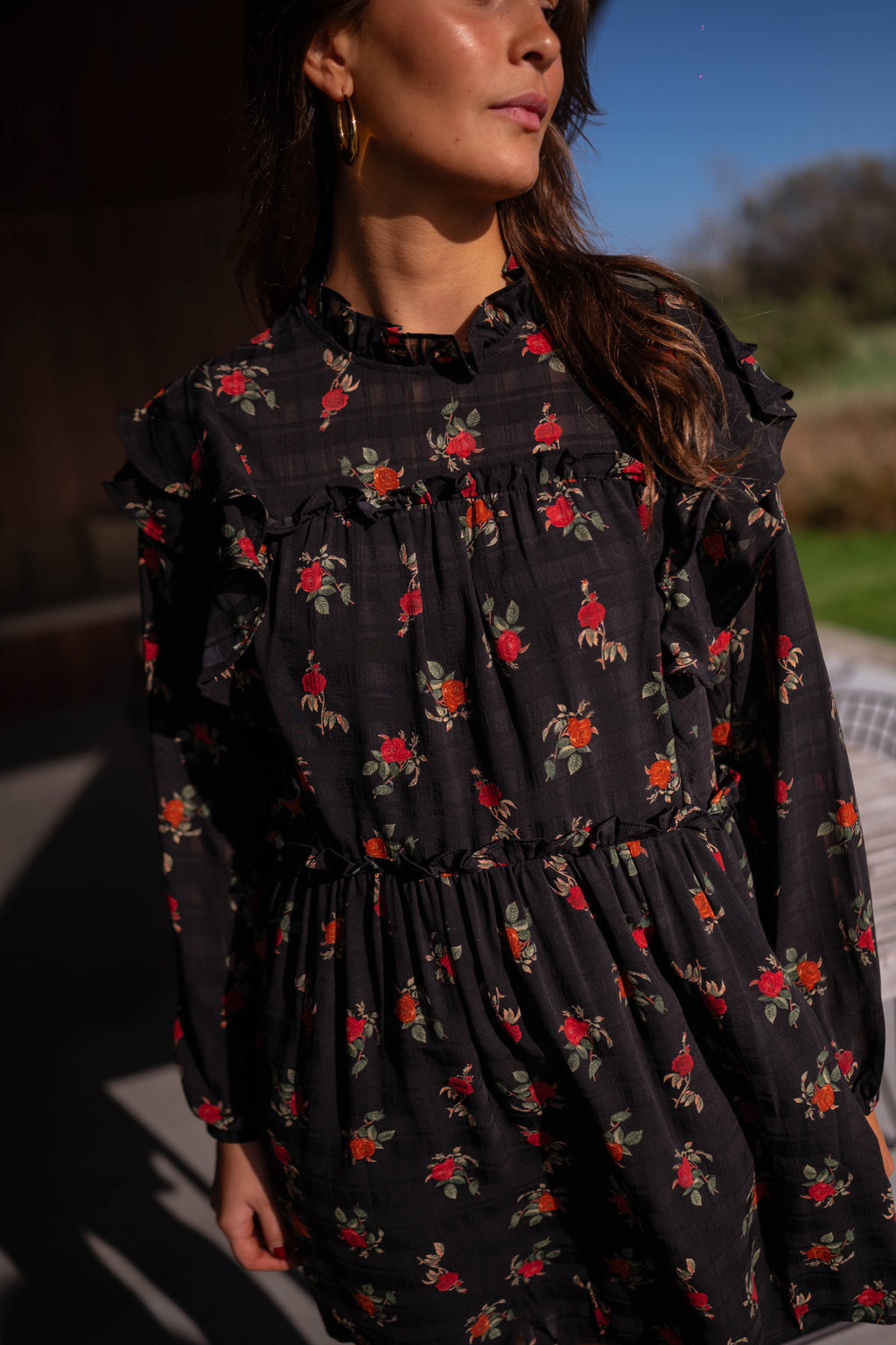 Elane dress - black with flowers