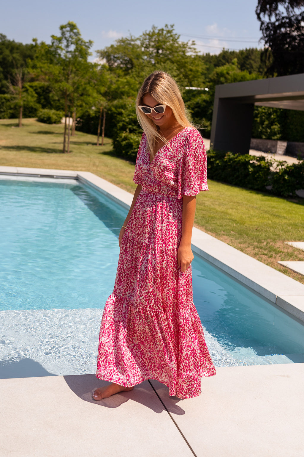 Robe Sienna - rose à motifs