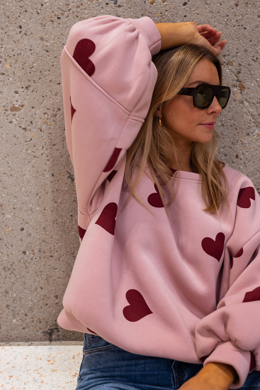 Sweatshirt Fiona - pink with hearts