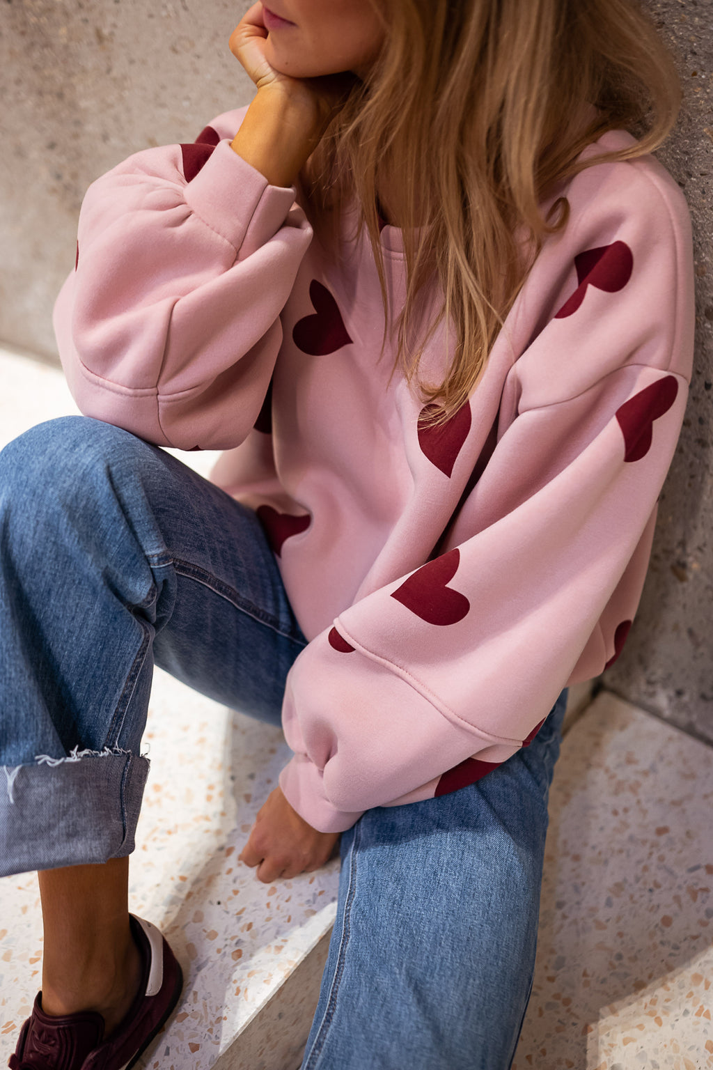 Sweatshirt Fiona - pink with hearts