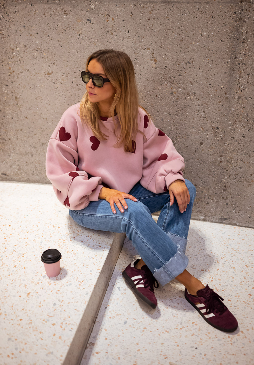 Sweatshirt Fiona - pink with hearts