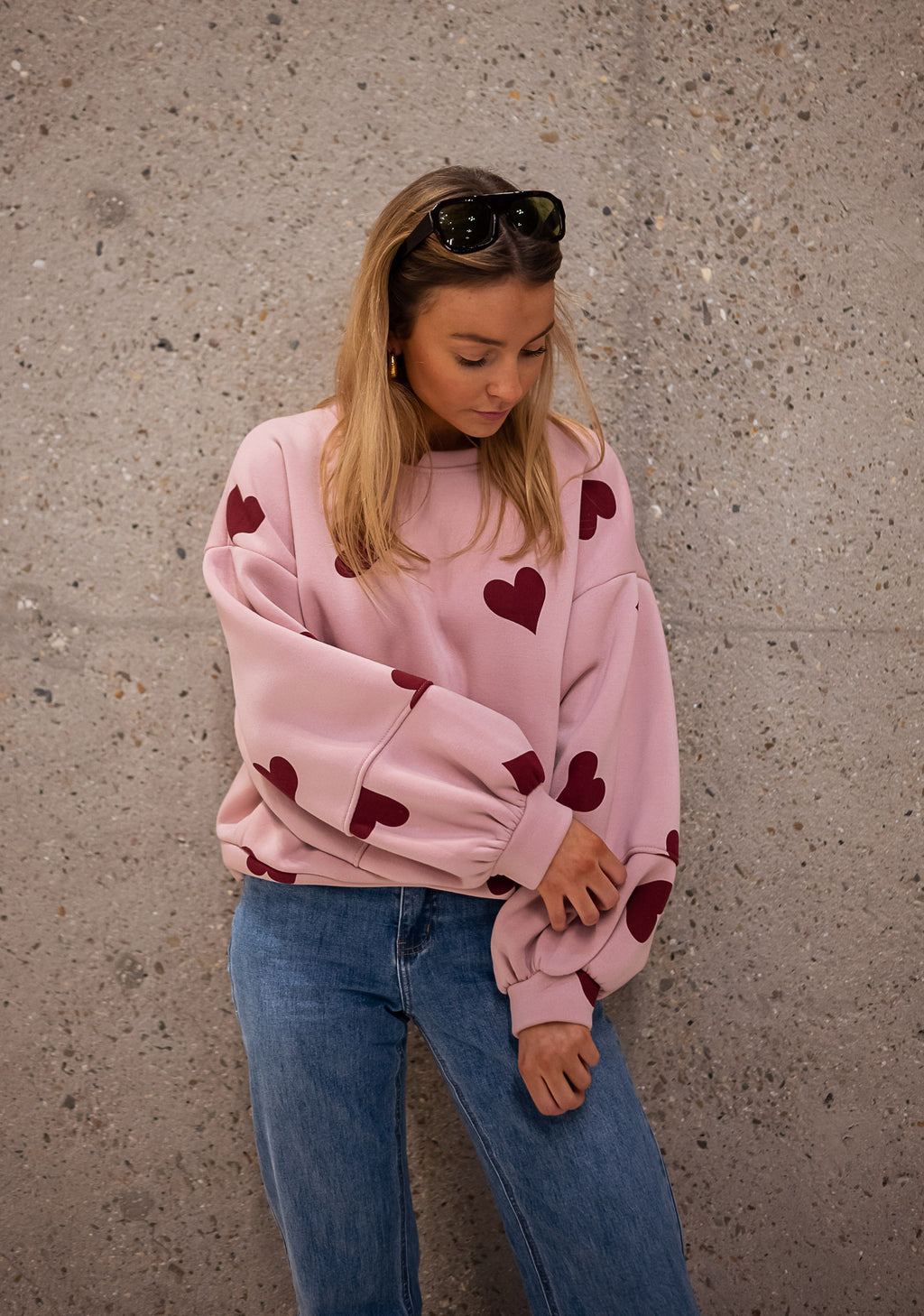 Sweatshirt Fiona - pink with hearts