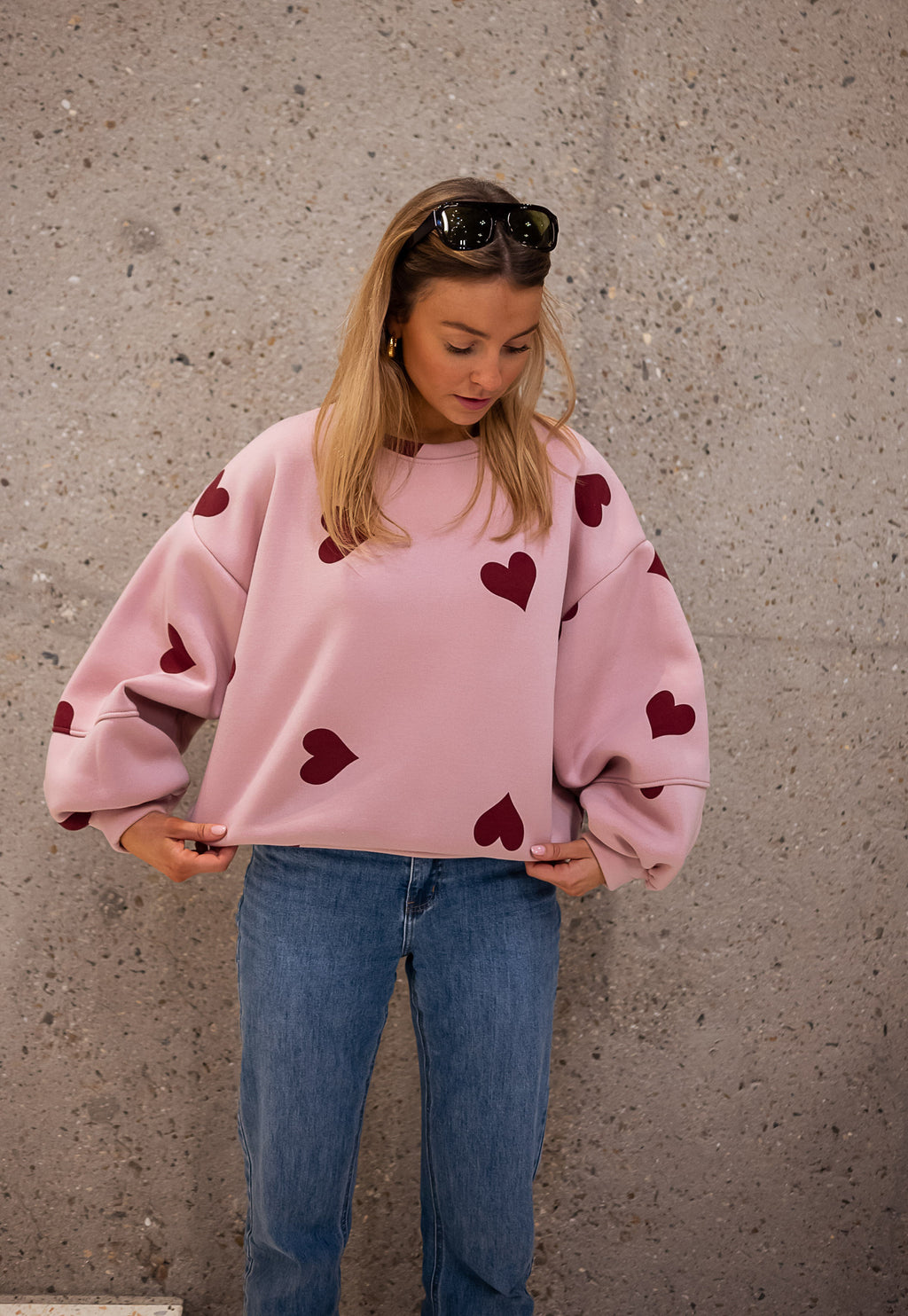 Sweatshirt Fiona - pink with hearts