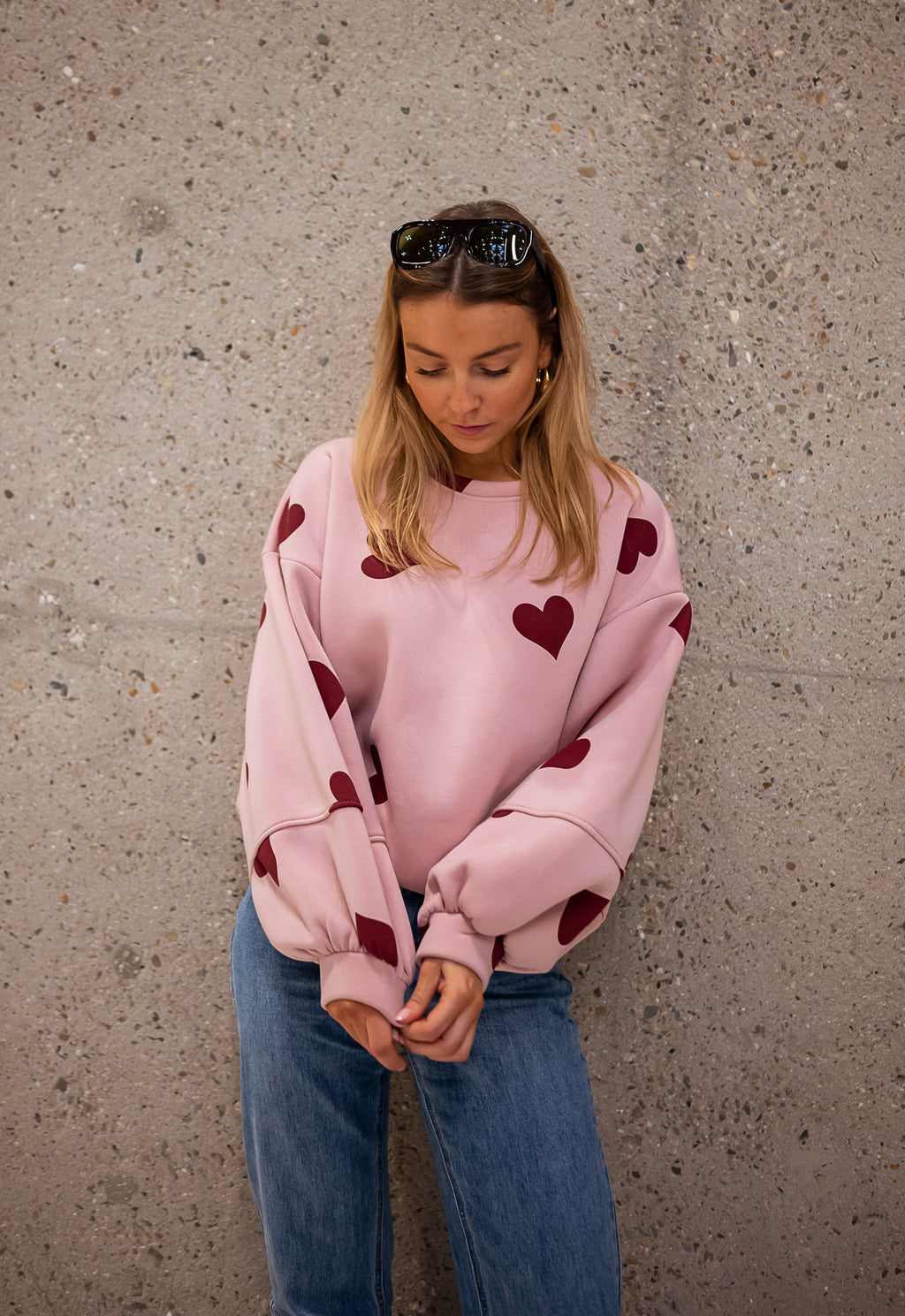 Sweatshirt Fiona - pink with hearts