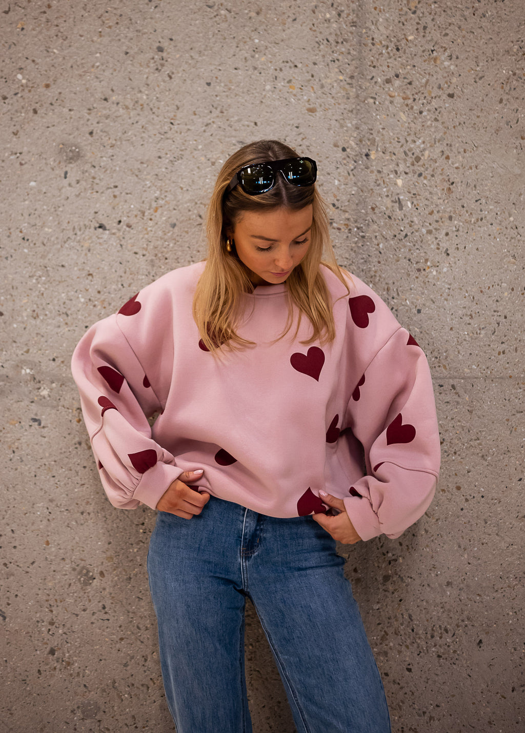 Sweatshirt Fiona - pink with hearts