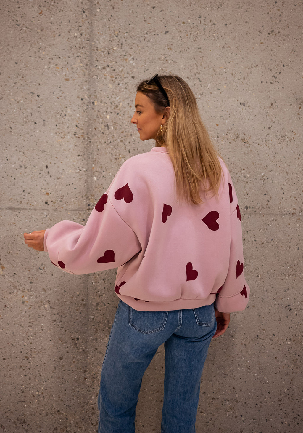 Sweatshirt Fiona - pink with hearts