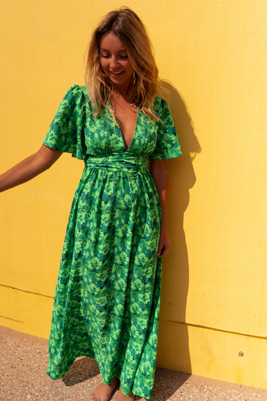 Dress Tiphaine - green patterned